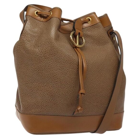 Christian Dior Shoulder Bag Leather Brown Gold Auth 119452 - Picture 1 of 16